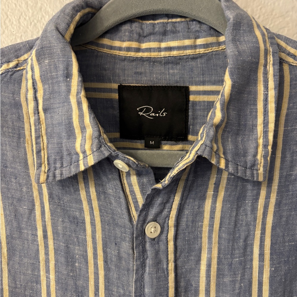 Rails Havana Chambray Striped Casual Linen Button-Down Shirt